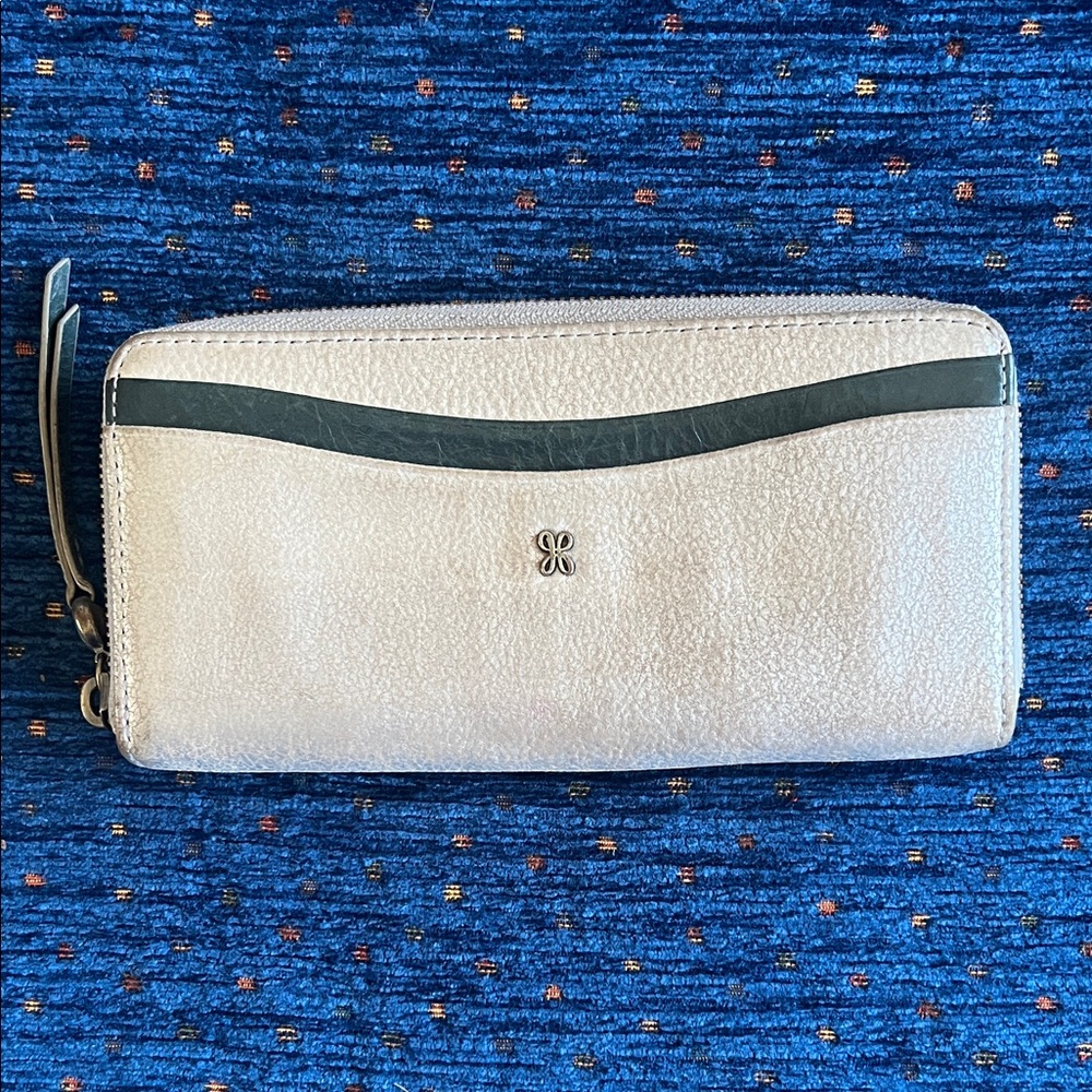Hobo brand silver and forest green zip around Wallet